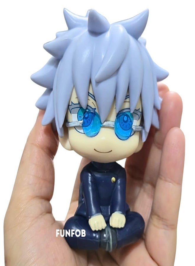 FUNFOB Jujutsu Kaisen Gojo Action Figure Collectible for Anime Fans PVC Multicolour | Gojo Glare Sitting Chubby A - Image 5